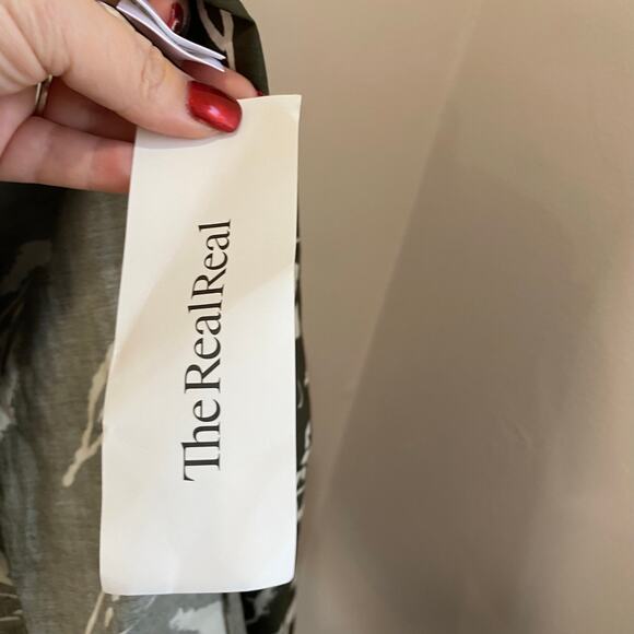 Aspesi Green Leave Printed Midi Length A-Line Dress Size 40 - Picture 9 of 10